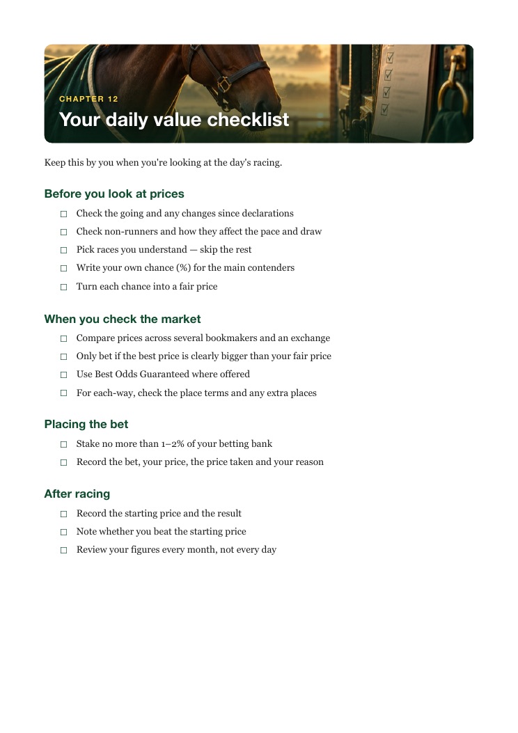 Chapter 12: daily value checklist