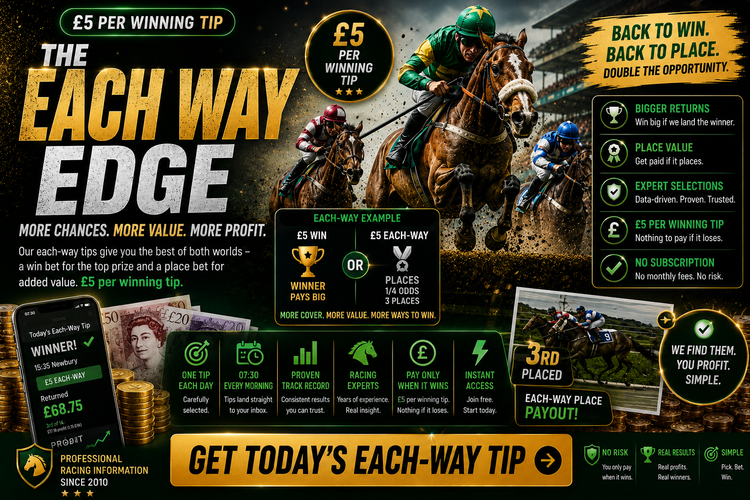 The Each Way Edge — £5 per winning tip